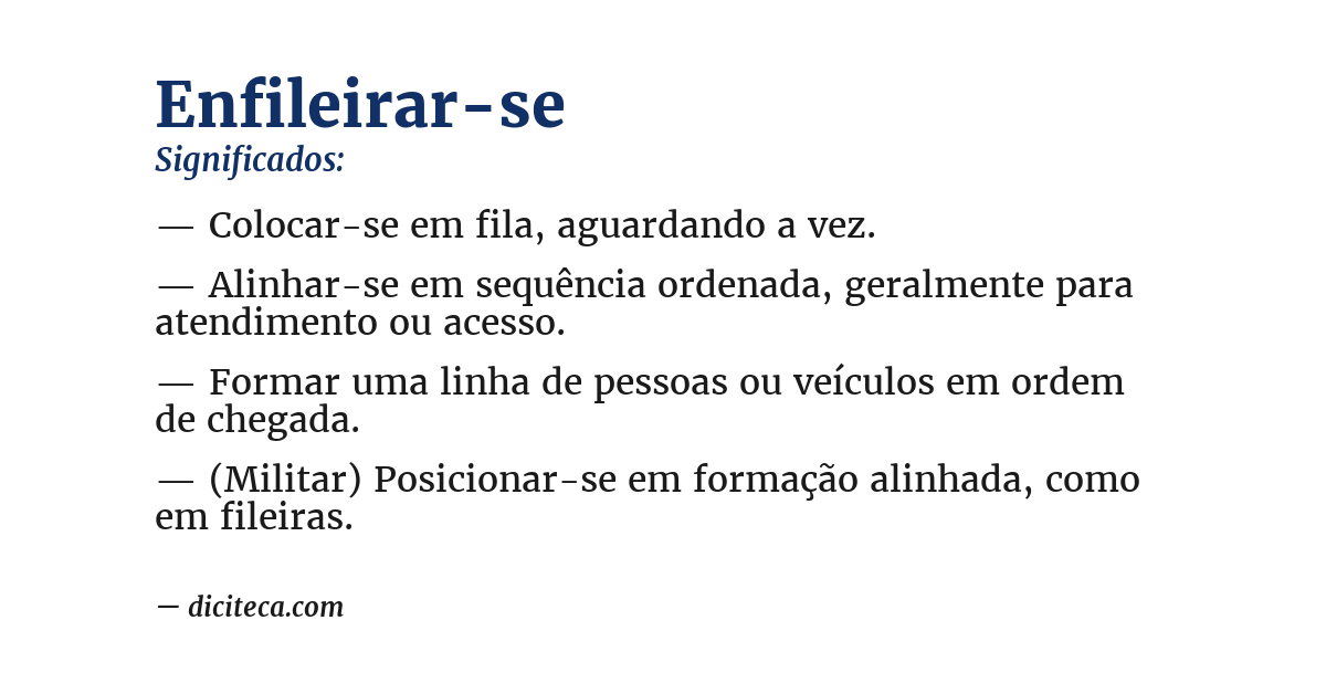 Significado de enfileirar-se