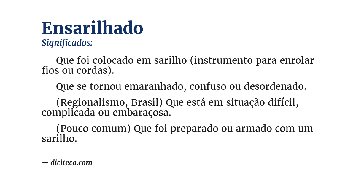 Significado de ensarilhado