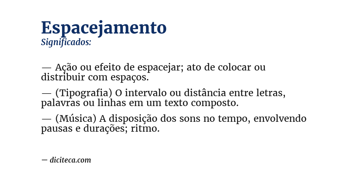 Significado de espacejamento