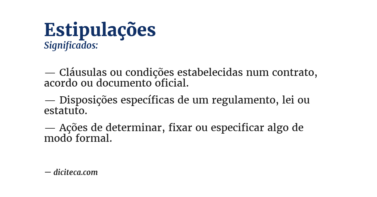 Significado de estipulações