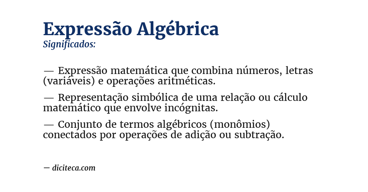 Significado de expressão algébrica