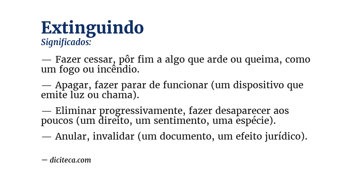 Significado de extinguindo