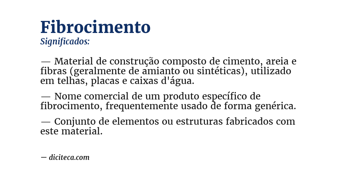 Significado de fibrocimento