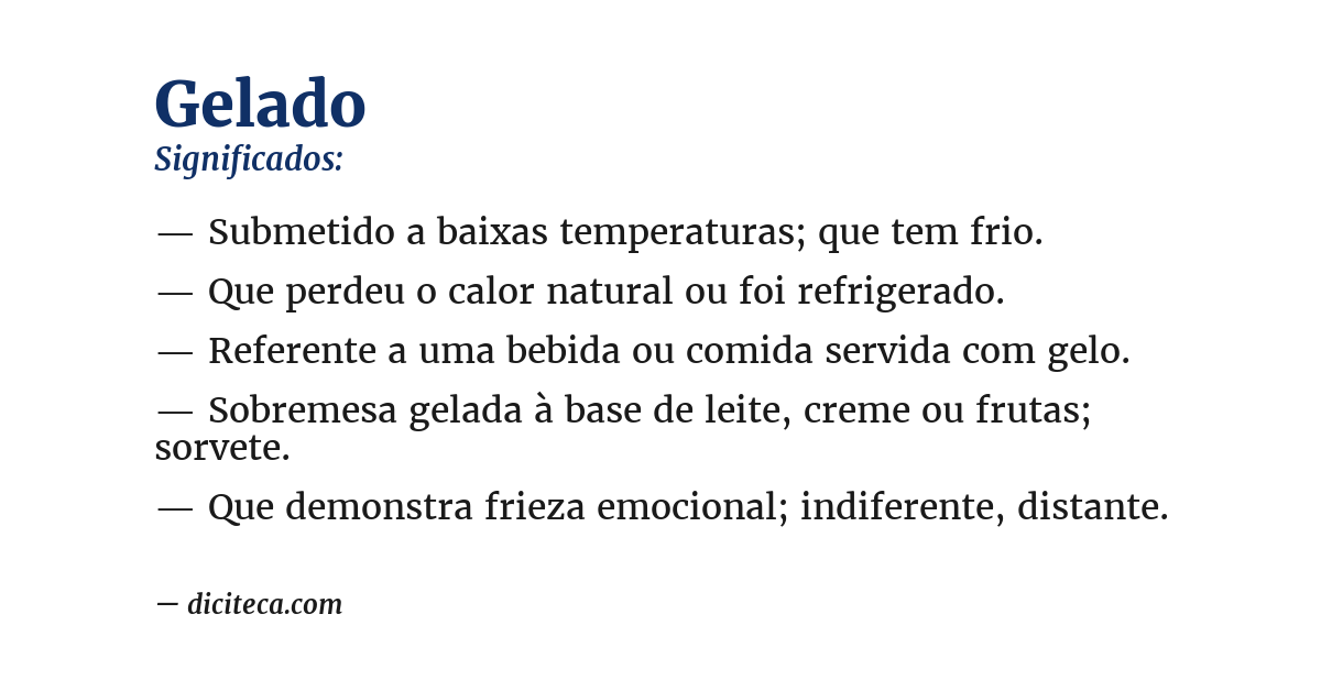 Significado de gelado