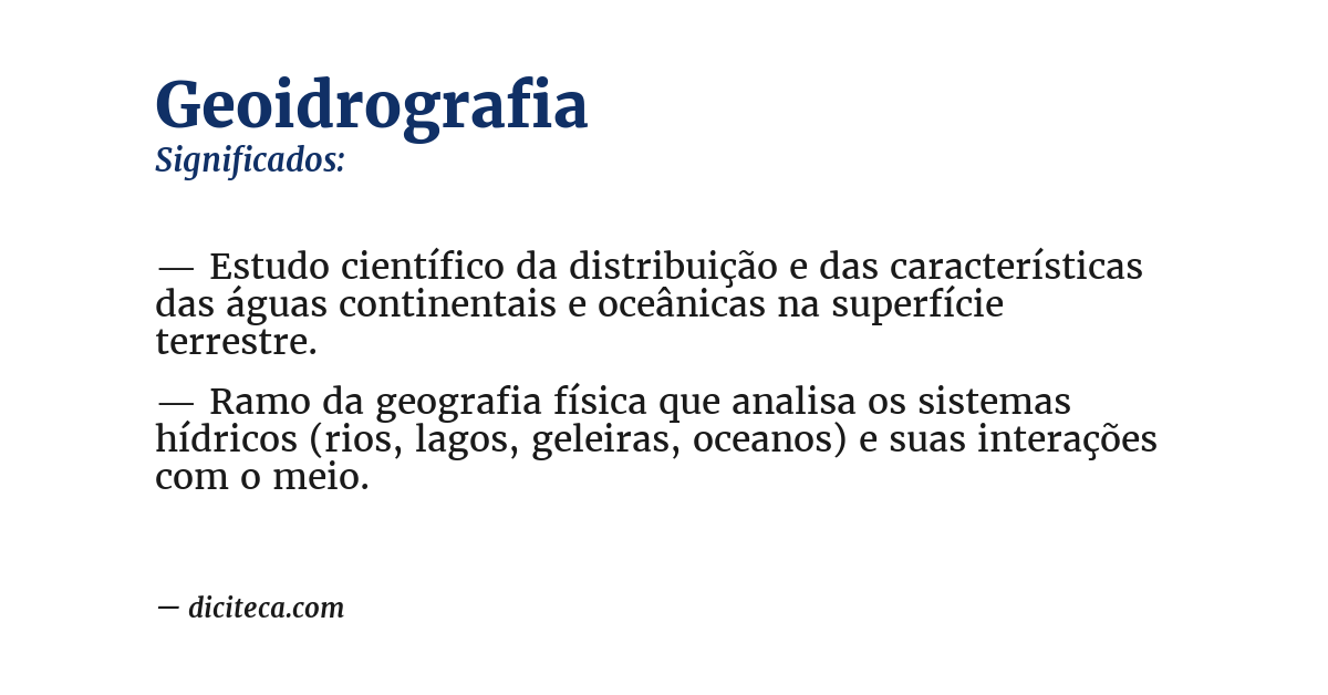 Significado de geoidrografia