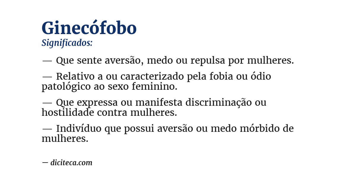 Significado de ginecófobo