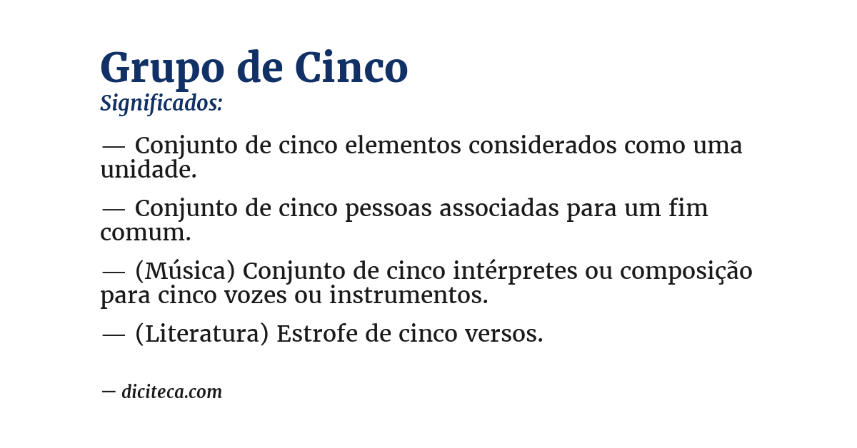 Significado de grupo de cinco
