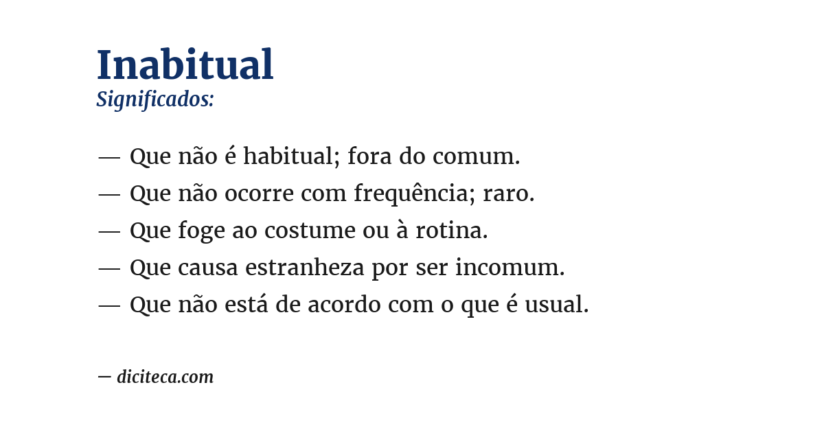 Significado de inabitual