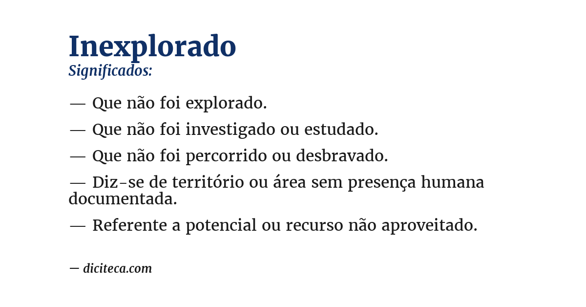 Significado de inexplorado