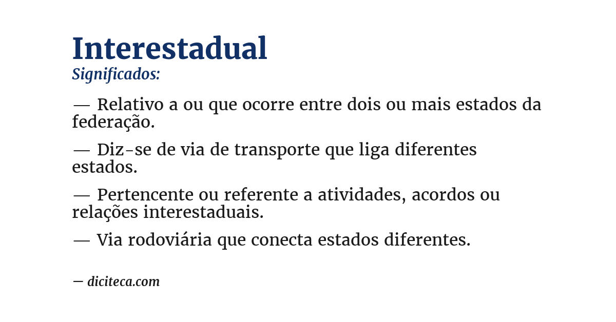 Significado de interestadual