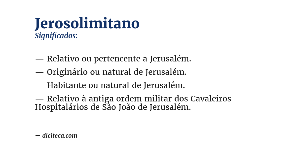 Significado de jerosolimitano
