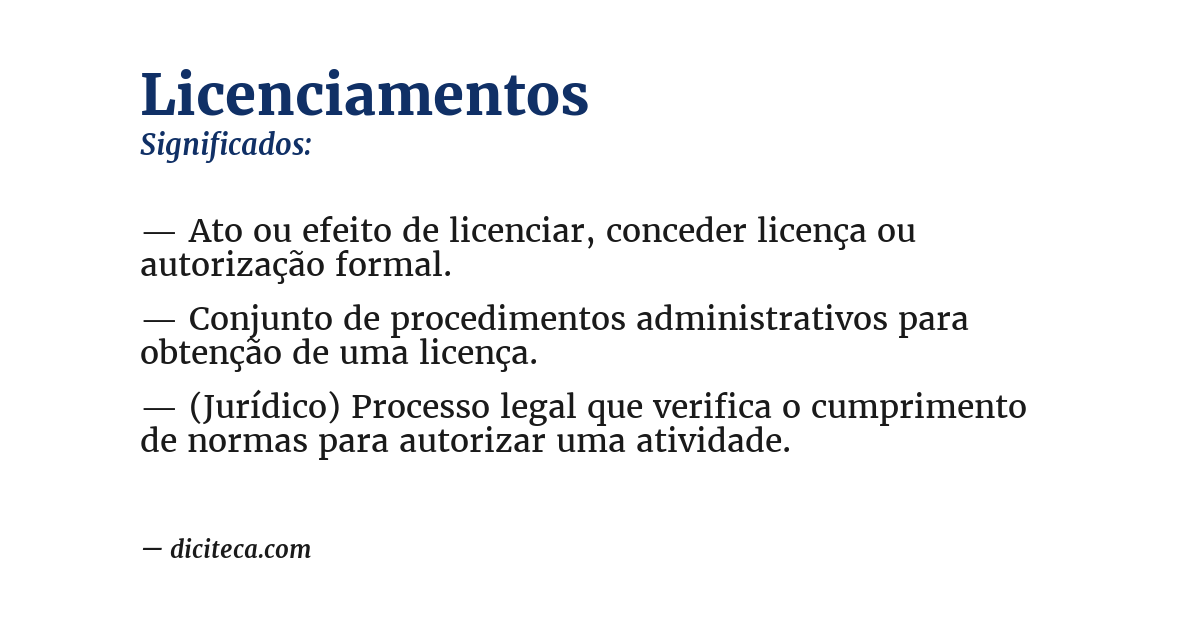 Significado de licenciamentos