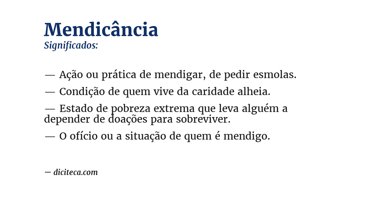 Significado de mendicância
