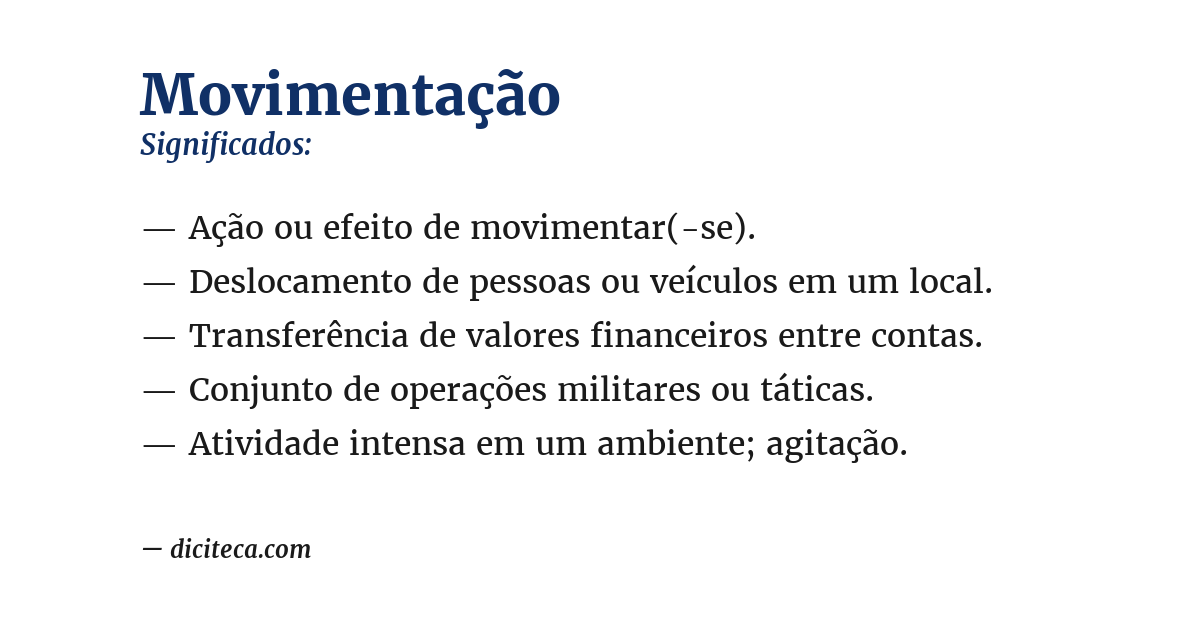 Significado de movimentação