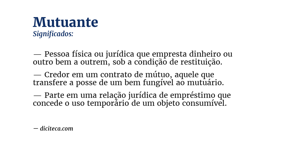 Significado de mutuante