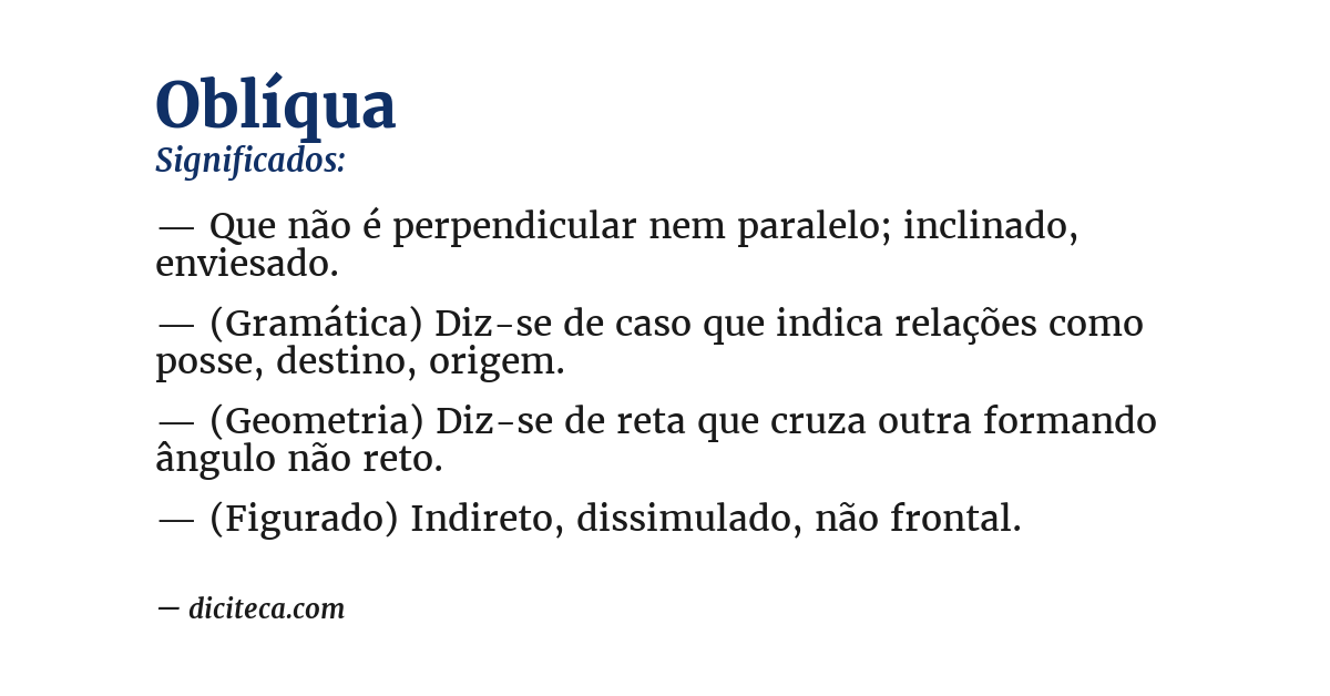 Significado de oblíqua