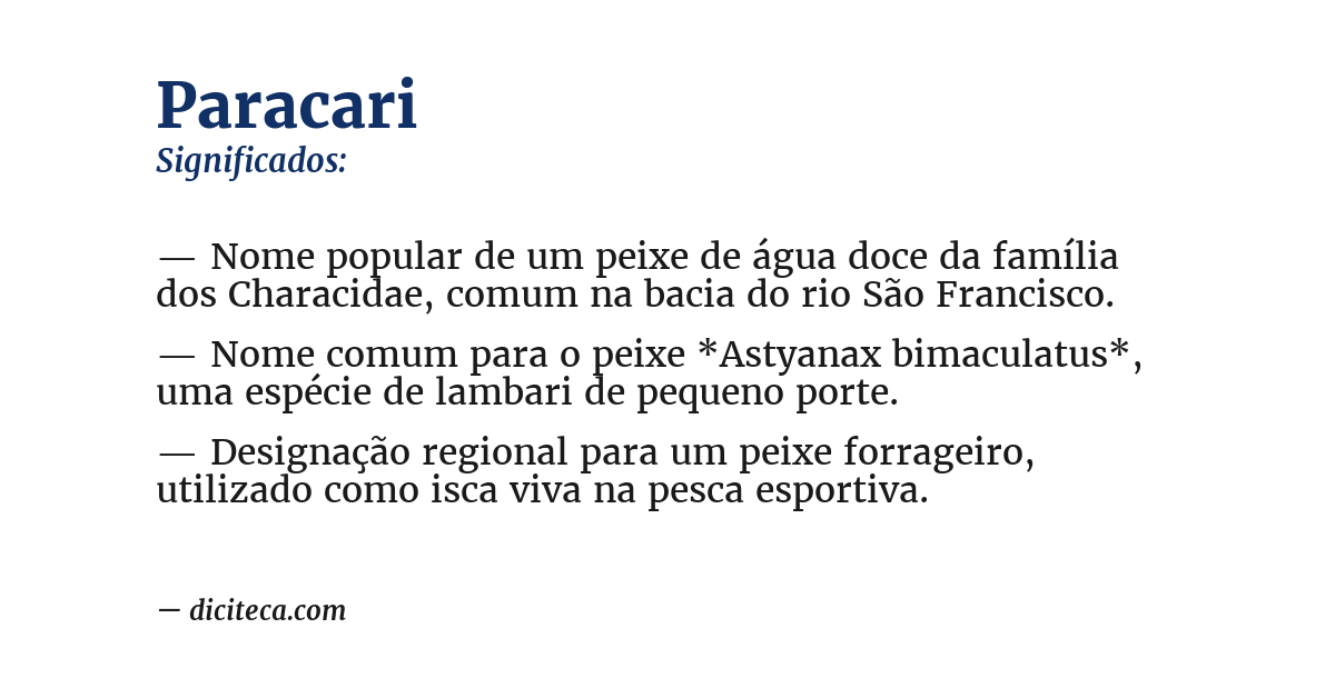 Significado de paracari