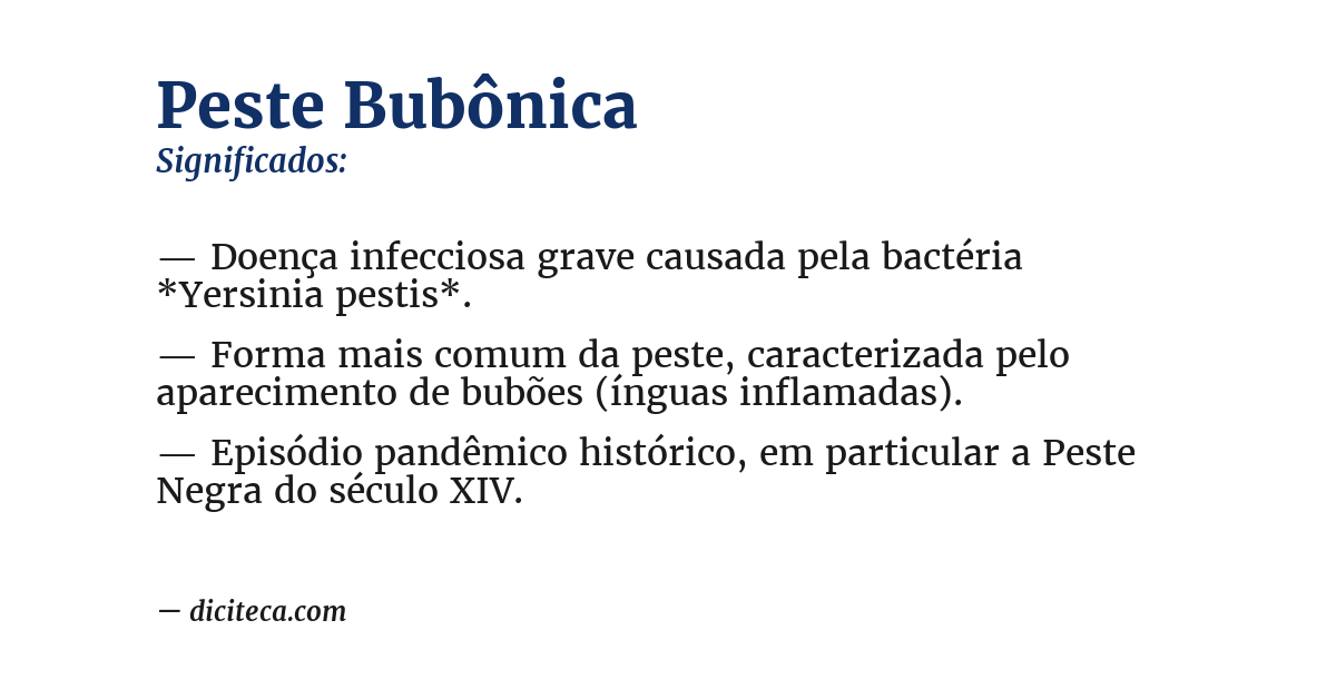 Significado de peste bubônica