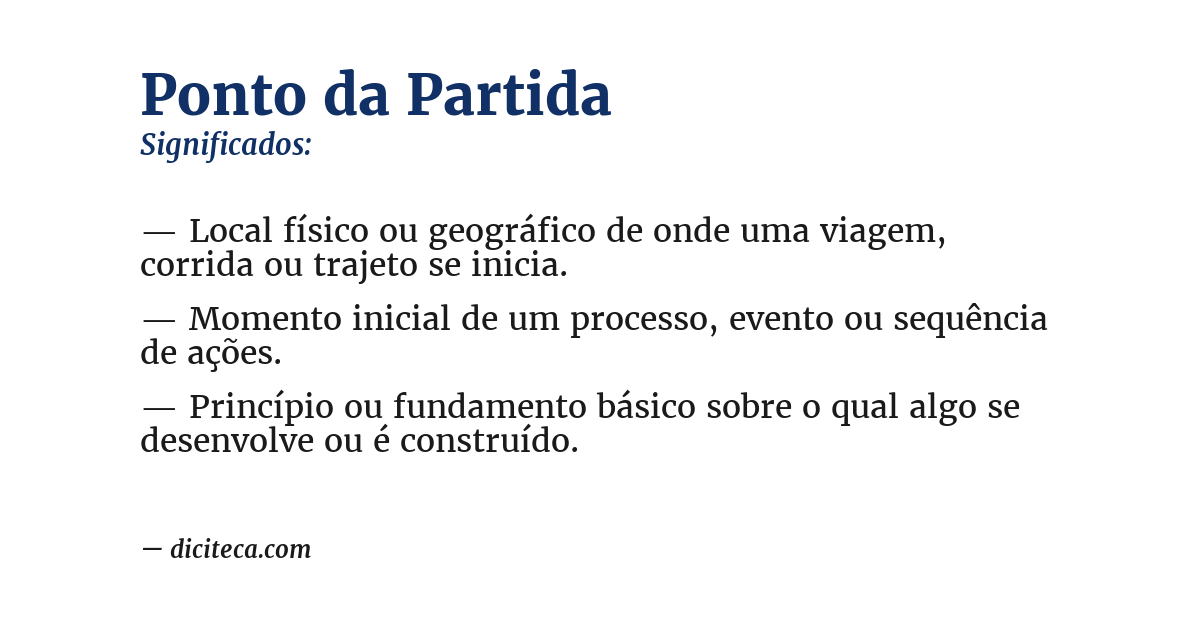 Significado de ponto da partida