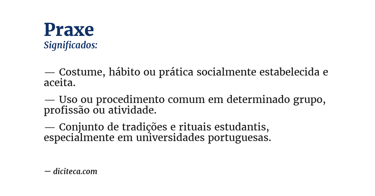 Significado de praxe