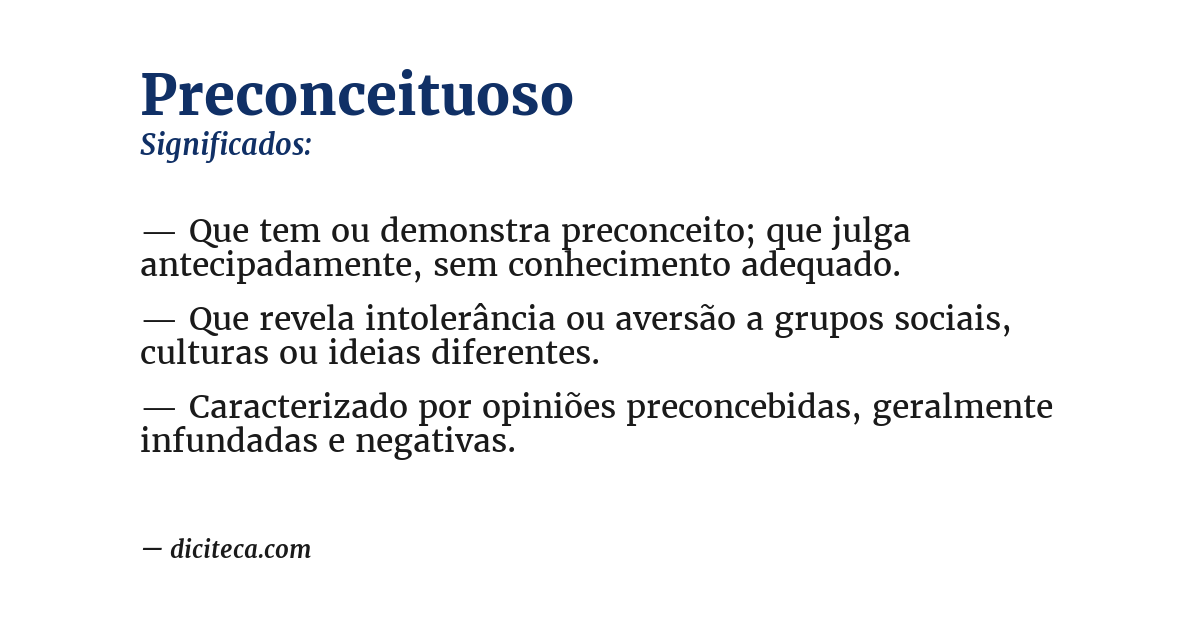 Significado de preconceituoso