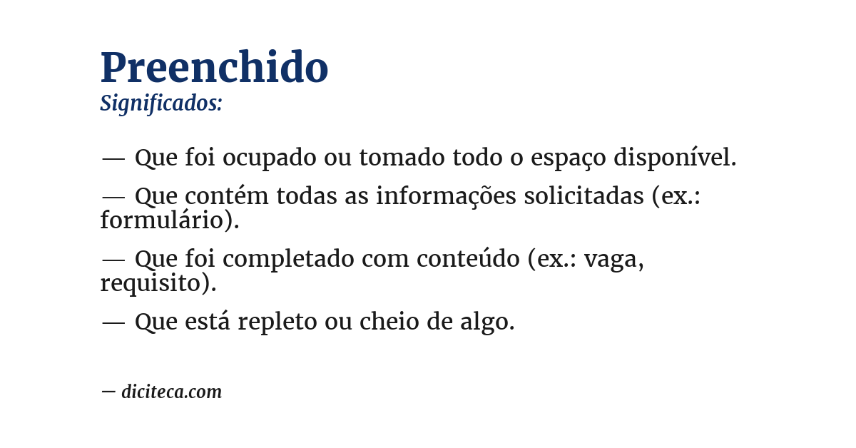 Significado de preenchido