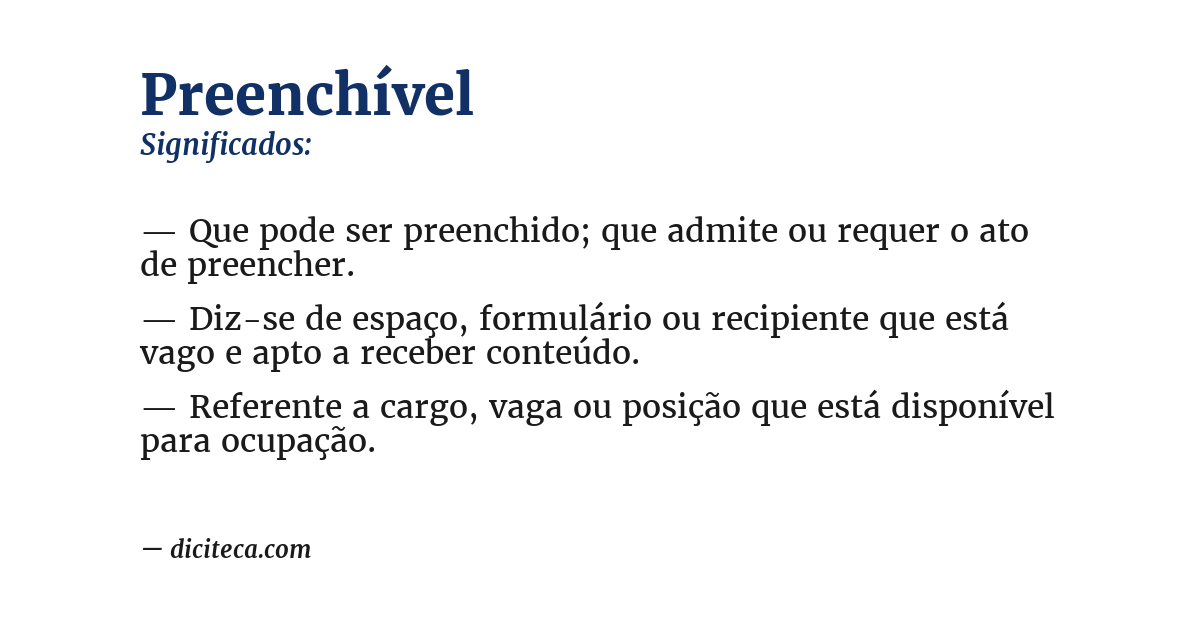 Significado de preenchível