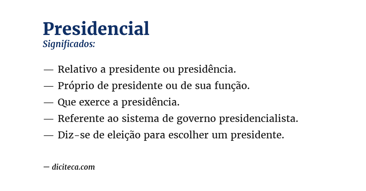 Significado de presidencial
