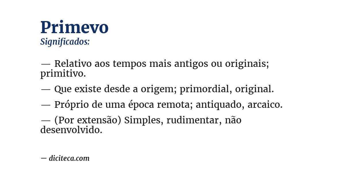 Significado de primevo