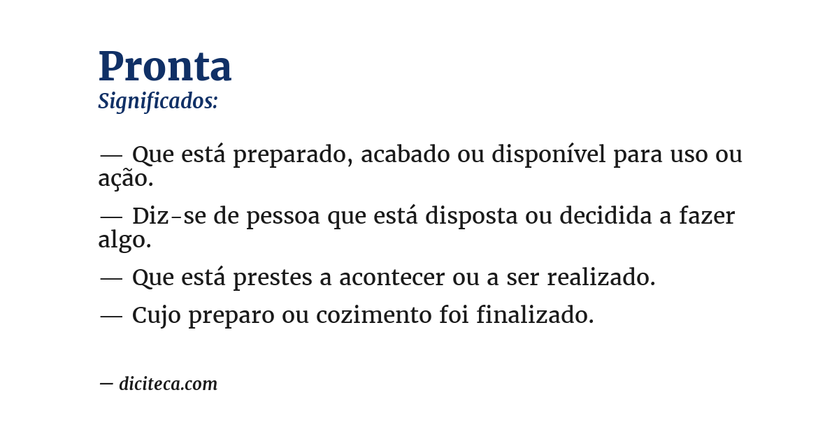 Significado de pronta