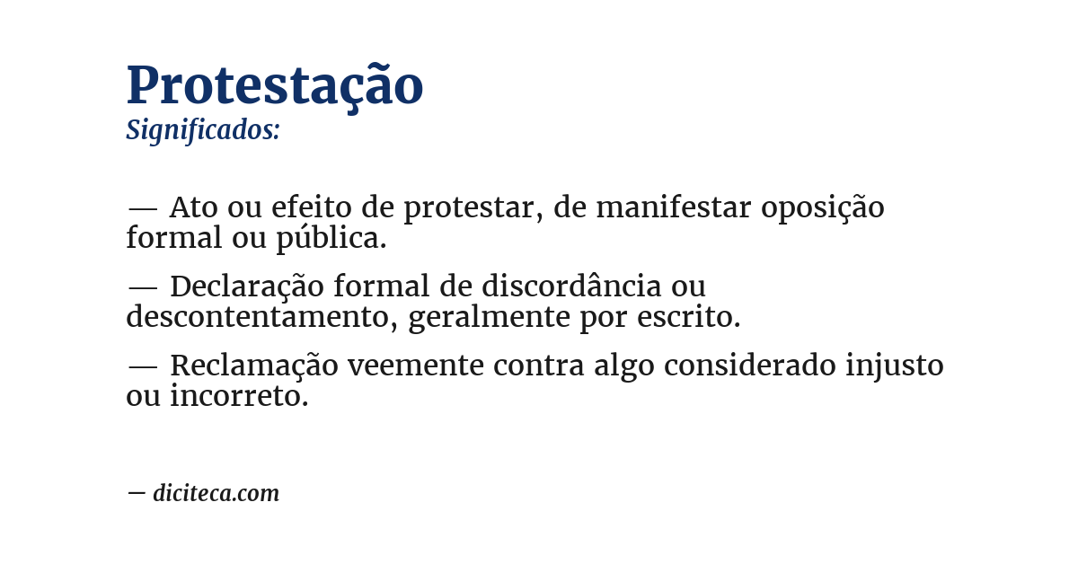 Significado de protestação