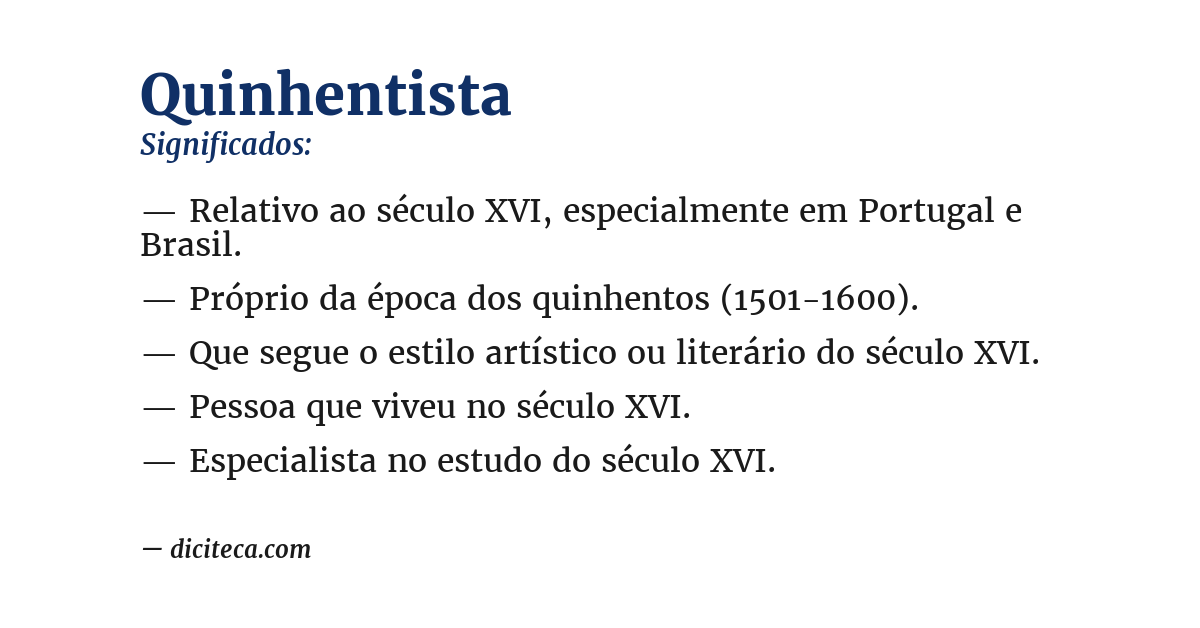Significado de quinhentista