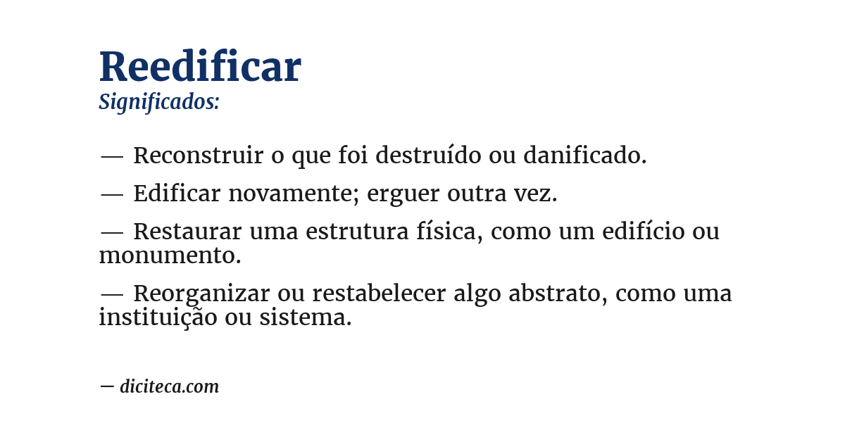 Significado de reedificar