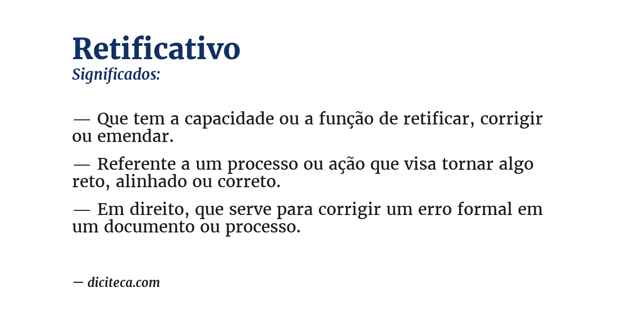 Significado de retificativo
