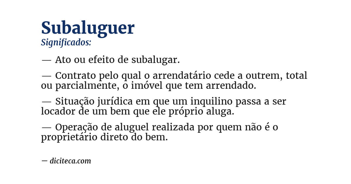Significado de subaluguer