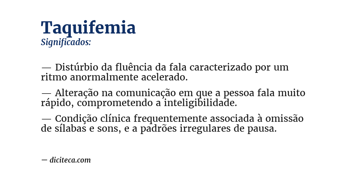 Significado de taquifemia