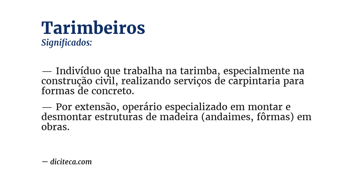 Significado de tarimbeiros