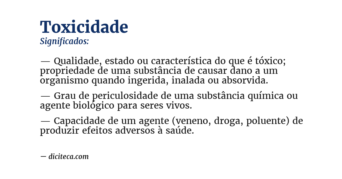 Significado de toxicidade