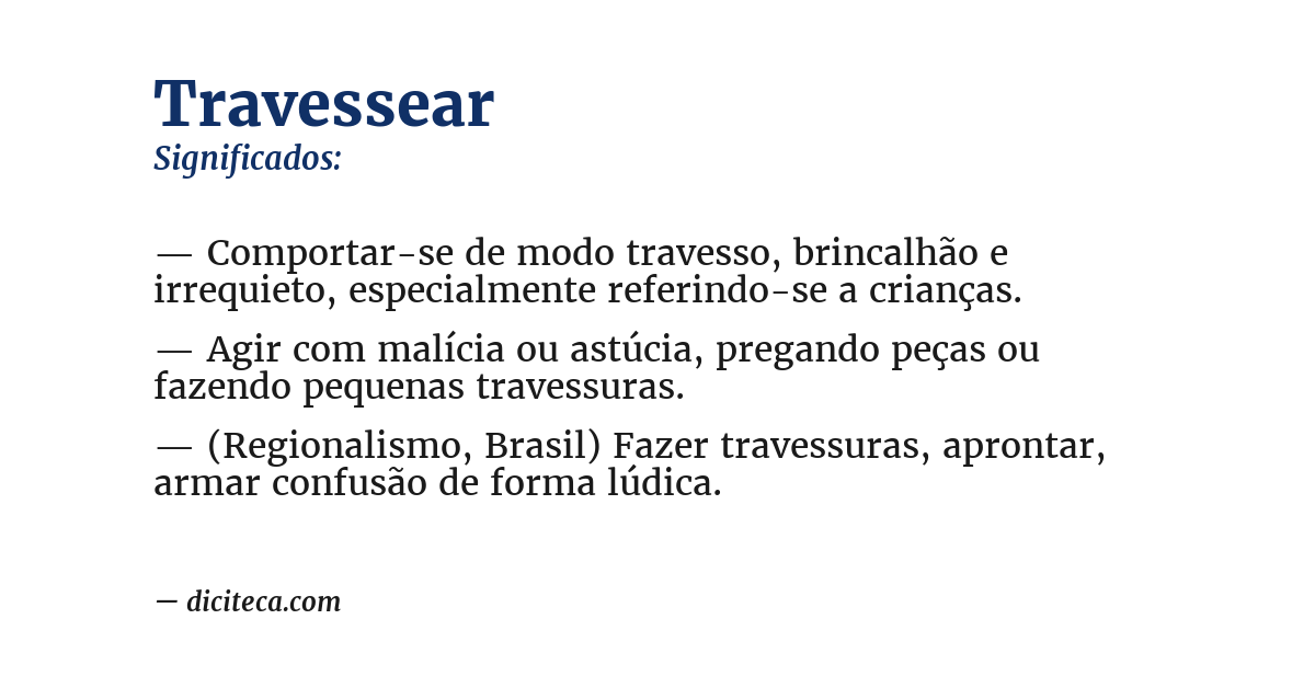 Significado de travessear