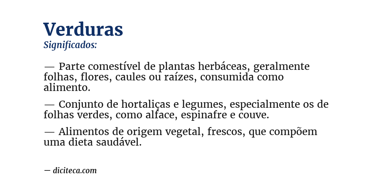 Significado de verduras