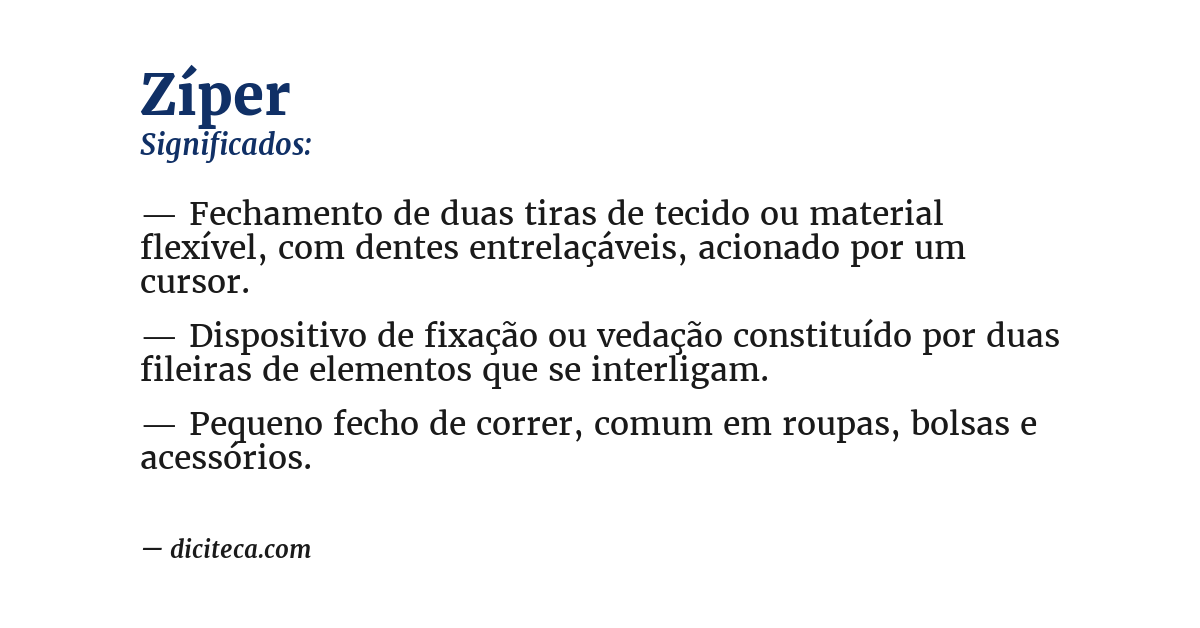 Significado de zíper