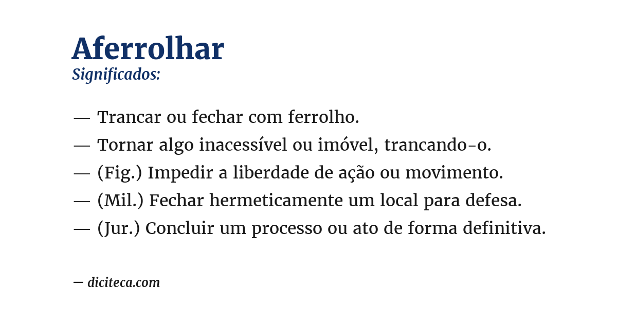 Significado de aferrolhar