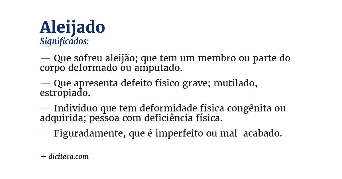 Significado de aleijado