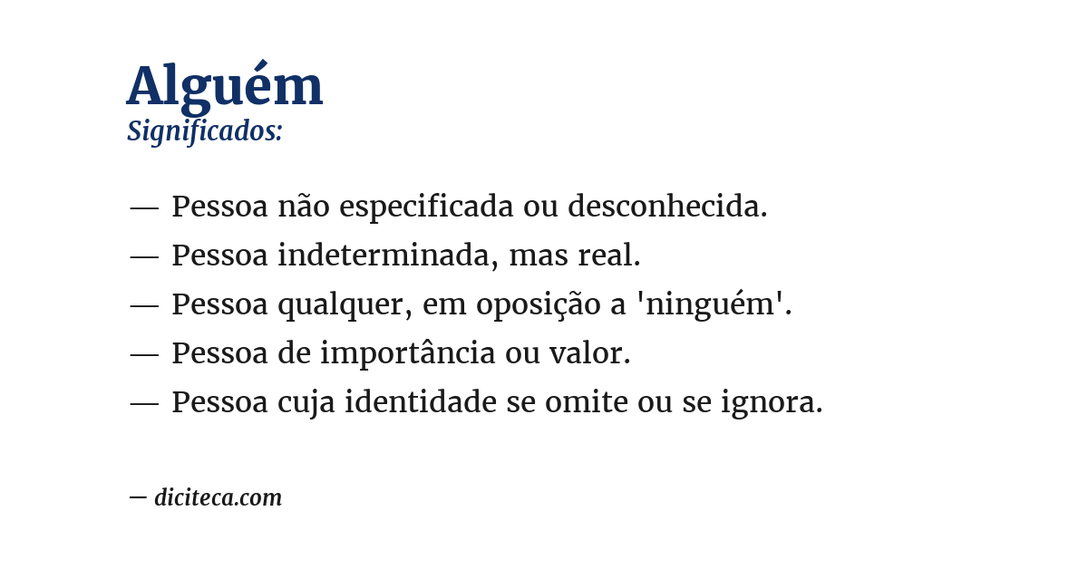Significado de alguém