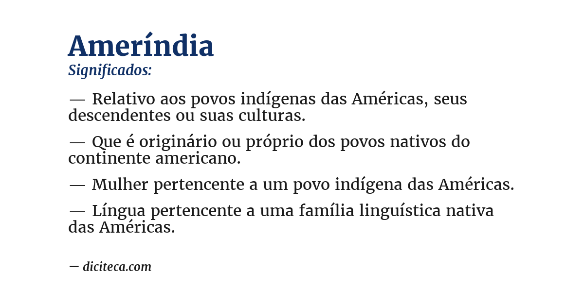 Significado de ameríndia