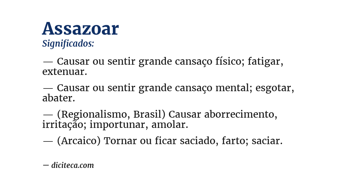 Significado de assazoar