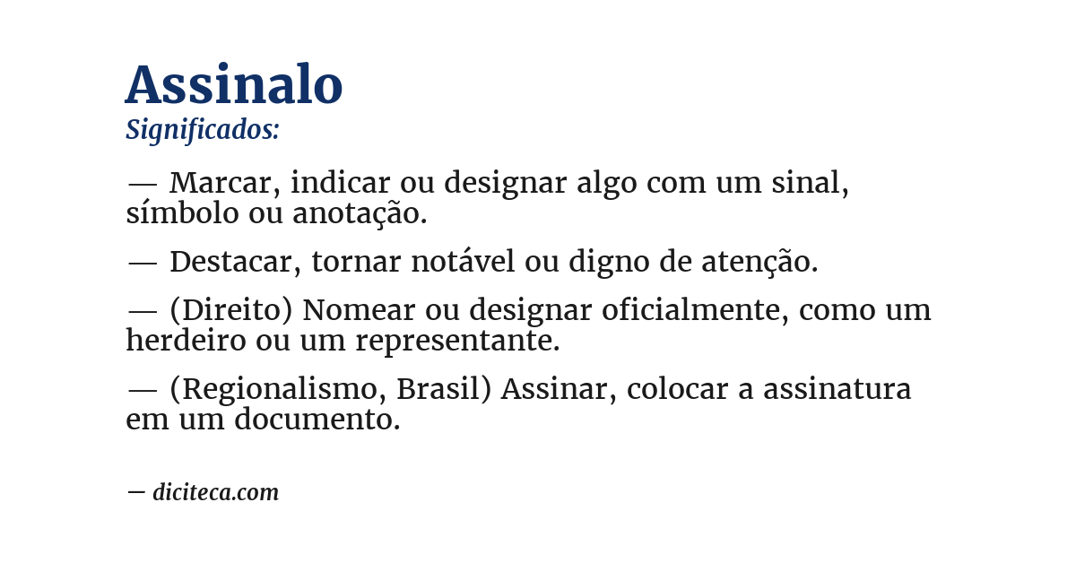 Significado de assinalo