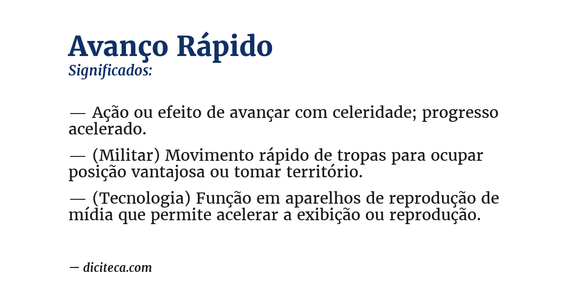 Significado de avanço rápido