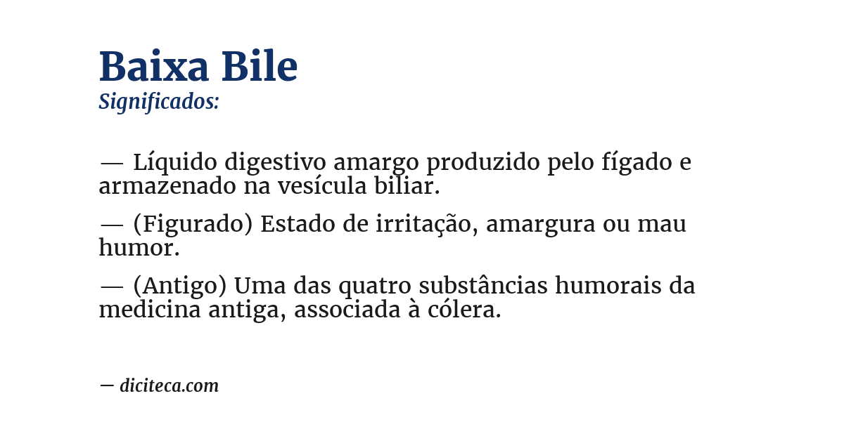 Significado de baixa bile