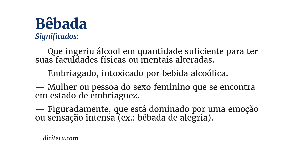 Significado de bêbada